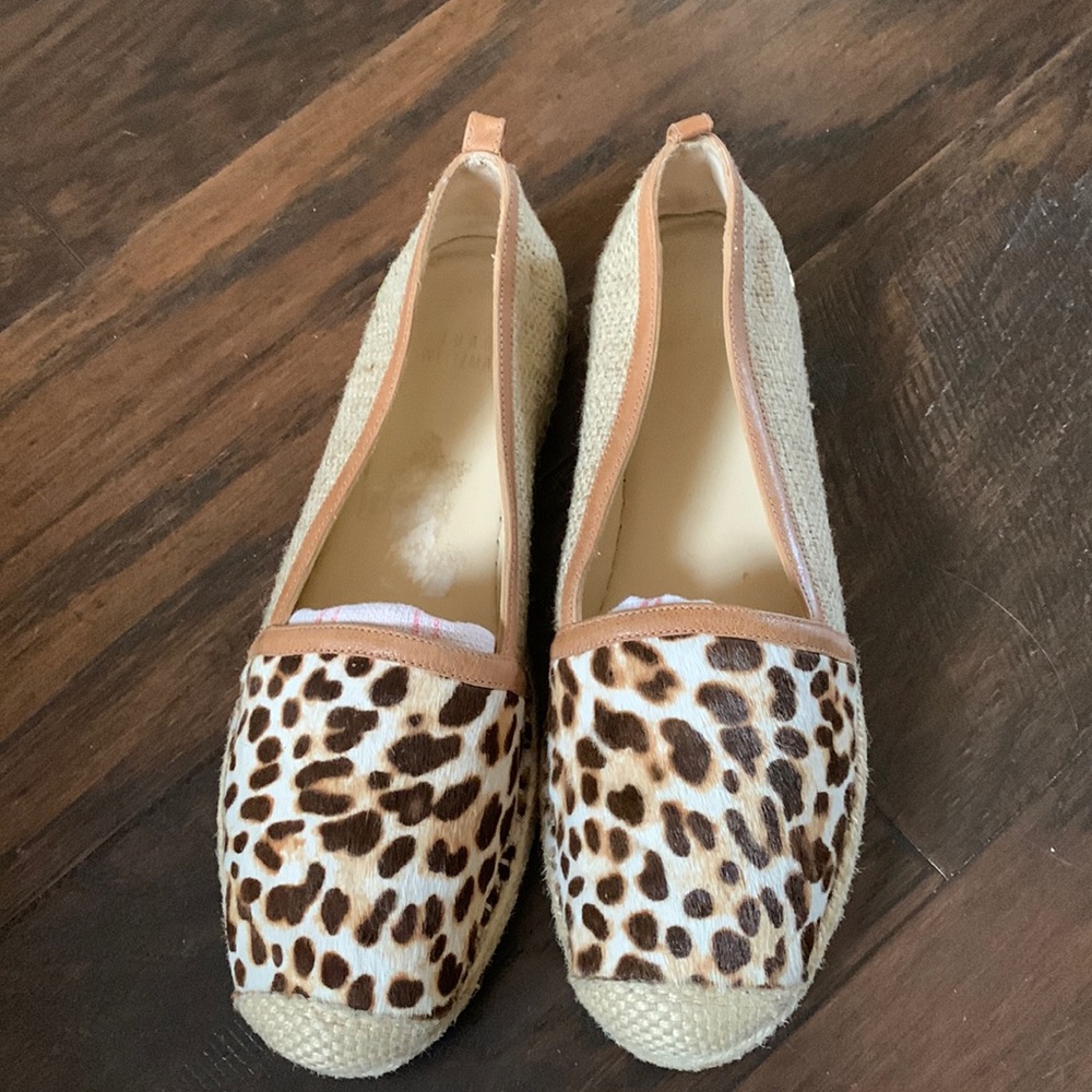Stuart Weitzman leopard jute espadrilles 6.5 EUC